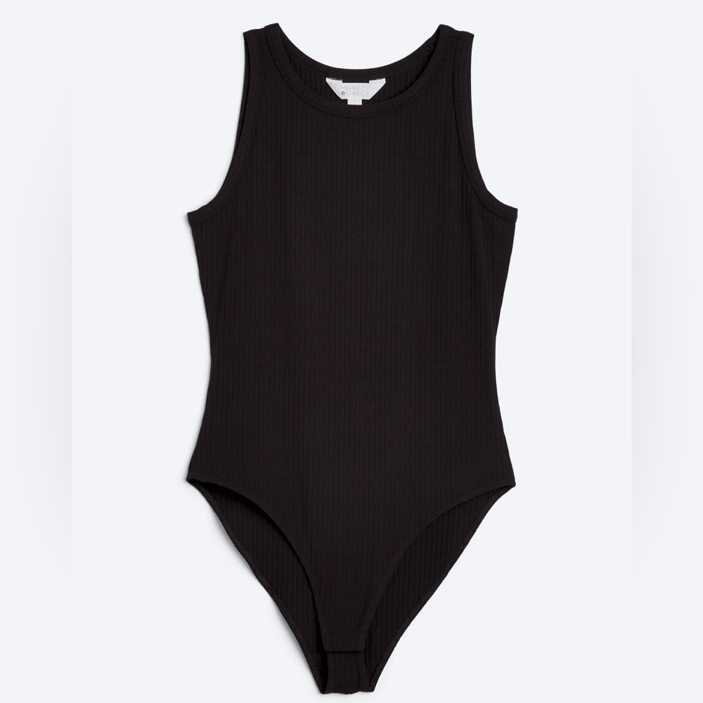 Market & Spruce Candi Ribbed Black Bodysuit – Size L – NWT